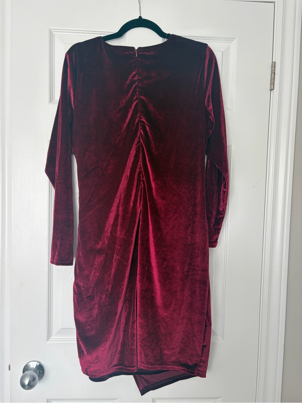 le chateau Velvet Burgundy Draped Long-Sleeve Dress - Picture 2 of 2